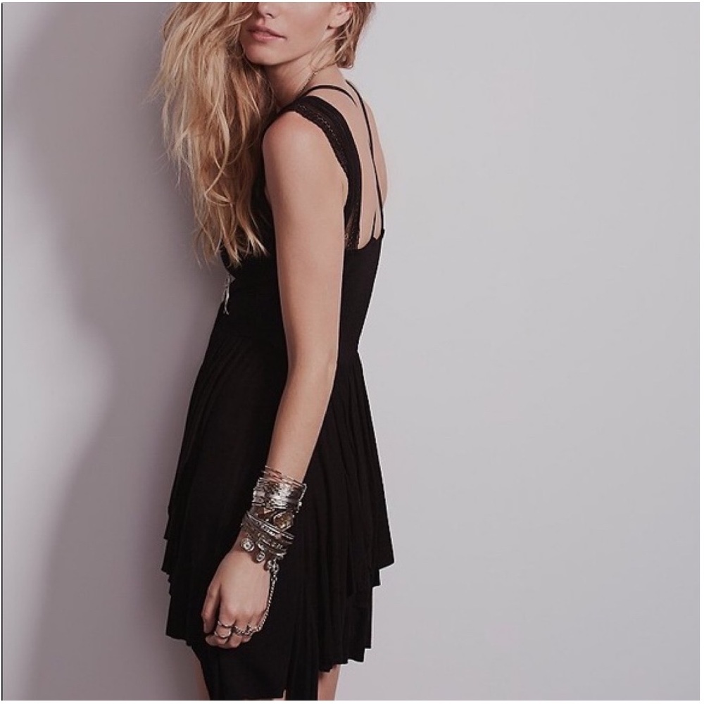 New Free People Miss Mini Black Fit Flare Dress